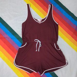 High-Waisted Maroon Romper by Yado